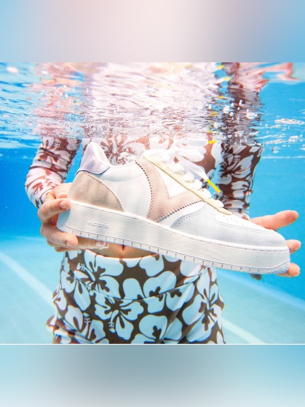 VICTORIA Multi-Color Suede & Leather Sneakers -White, Light Blue, Pale Green; 39